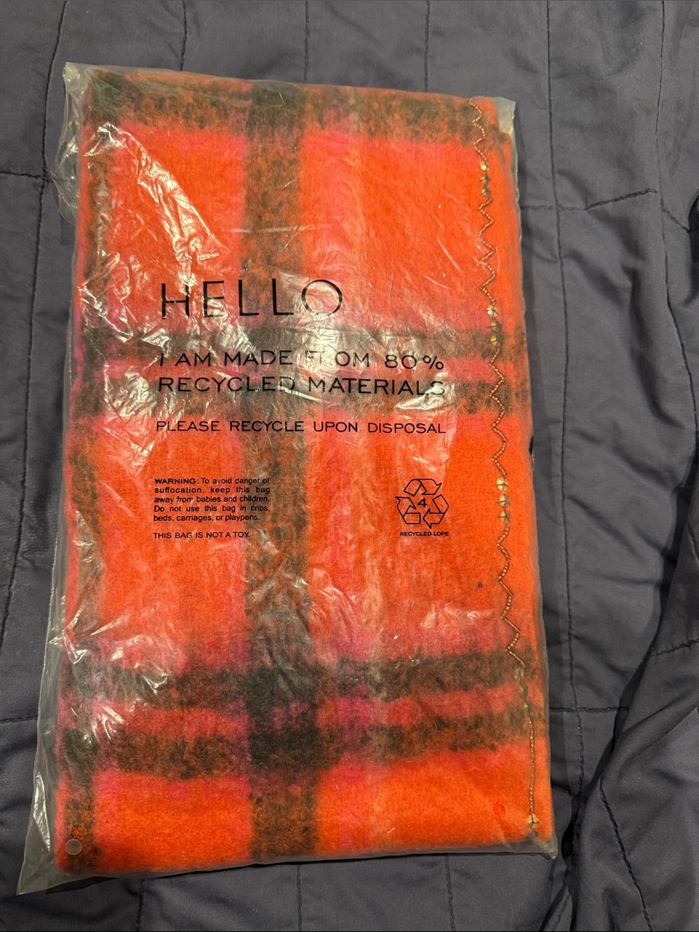 Free People Red Plaid Fringe Wool Scarf - Picture 7 of 7